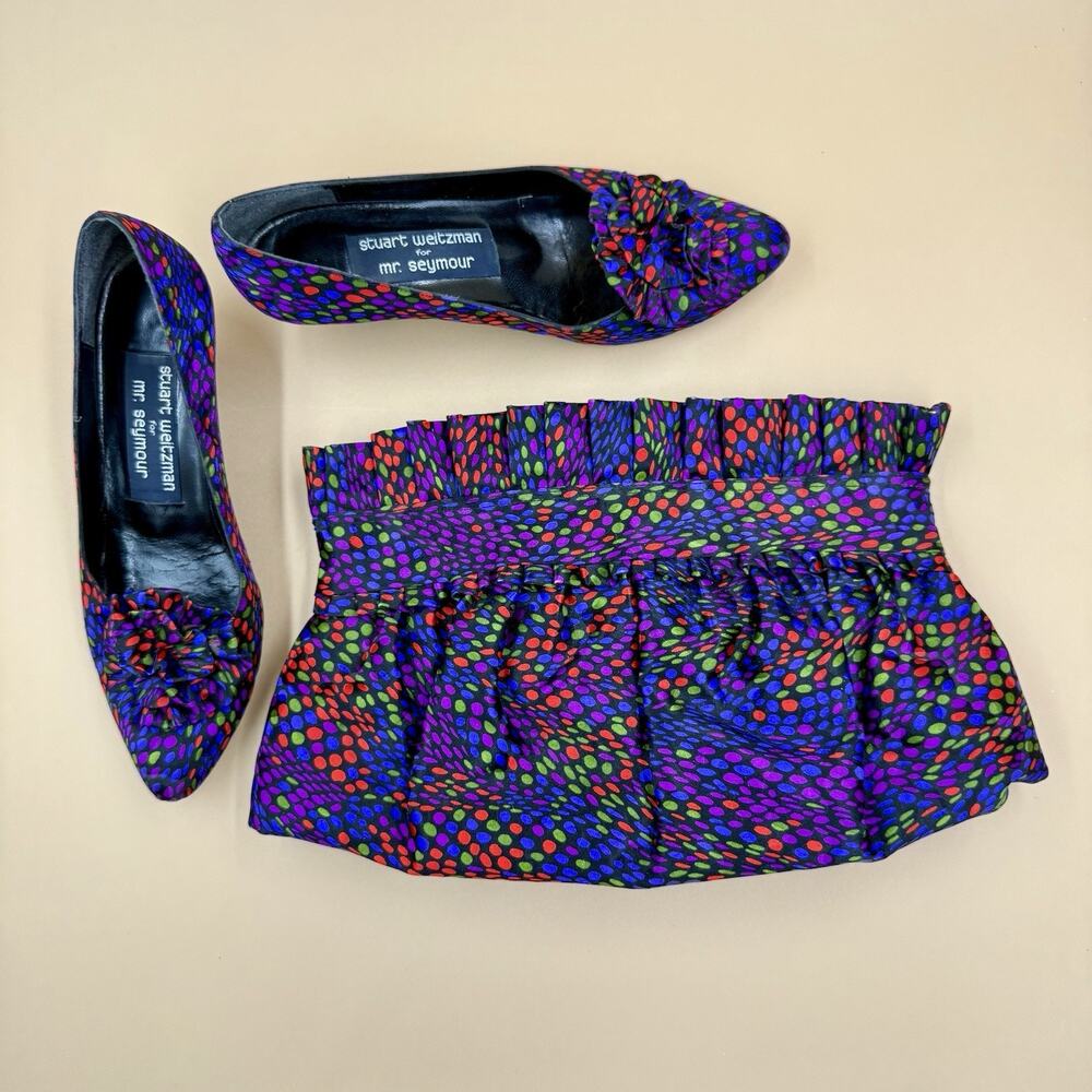 Vintage Stuart Weitzman Mr Seymour 5.5 M Heels Matching Clutch Party Set